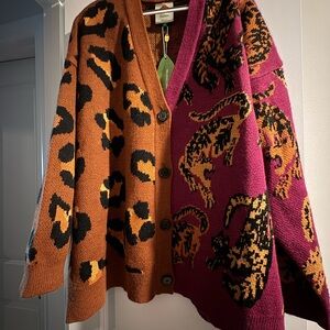 FARM Rio Brown and Purple Leopard Cardigan